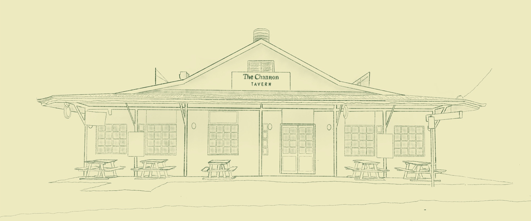Sketch of The Channon Tavern.